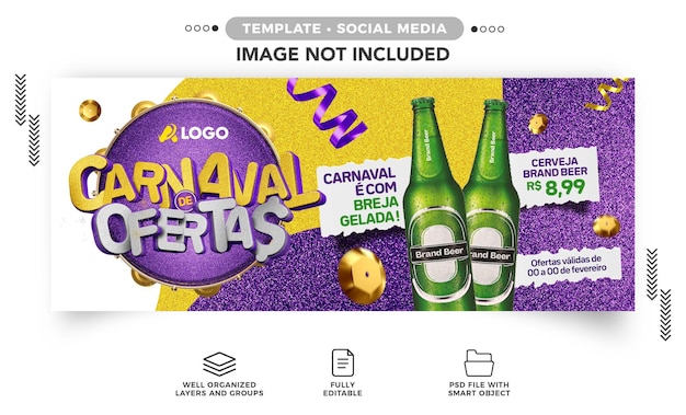 Free PSD social media banner offers carnival alcoholic beverage sales