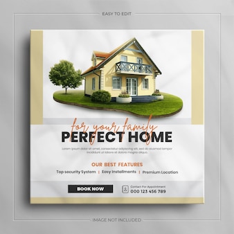 Social media banner for real estate house property and square instagram post template design.