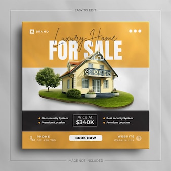 Social media banner for real estate house property and square instagram post template design.