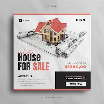 Social media banner for real estate house property and square instagram post template design.