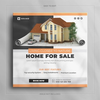 Social media banner for real estate house property and square instagram post template design.