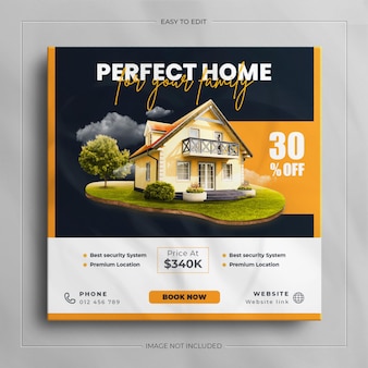 Social media banner for real estate house property and square instagram post template design.