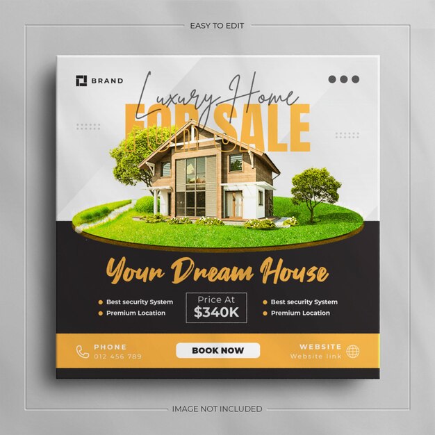 Social media banner for real estate house property and square instagram post template design.