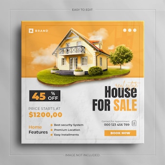 Social media banner for real estate house property and square instagram post template design.