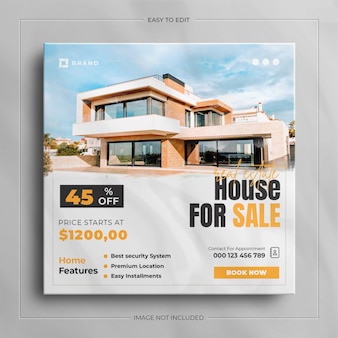 Social media banner for real estate house property and square instagram post template design.