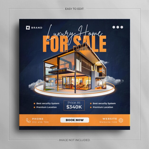 Social media banner for real estate house property and square instagram post template design.