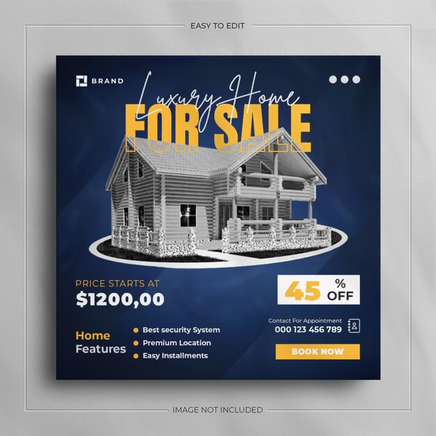 Social media banner for real estate house property and square instagram post template design.