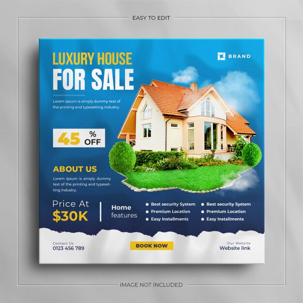 Social media banner for real estate house property and square instagram post template design.