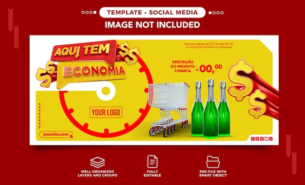 Free PSD social media banner supermarket here saves on product sales