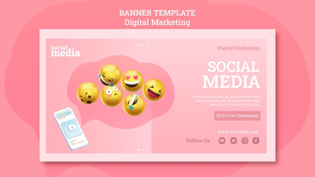 PSD gratuito modello di banner di social media