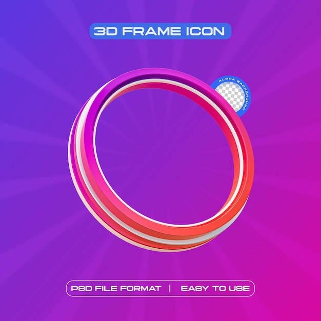 Free PSD social media circle profile frame 3d render illustration