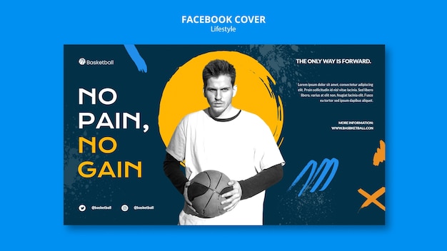 Free PSD social media cover template for basketball sport