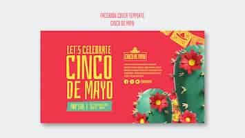 PSD gratuito modello di copertina dei social media per la celebrazione del cinco de mayo