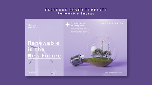無料PSD 再生可能エネルギーのソーシャル メディア カバー テンプレート