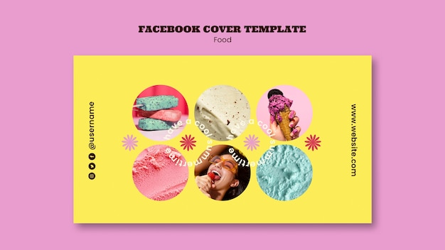 PSD gratuito modello di copertina dei social media per dessert gelato