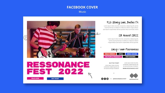 Modello di copertina dei social media per il festival musicale