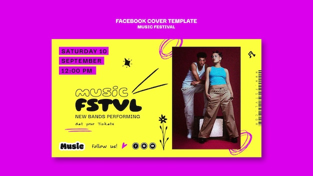 Шаблон обложки для музыкального фестиваля в социальных сетях