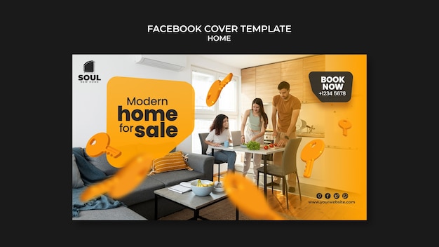 Free PSD social media cover template for real estate new home