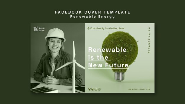 PSD gratuito modello di copertina dei social media per l'energia rinnovabile