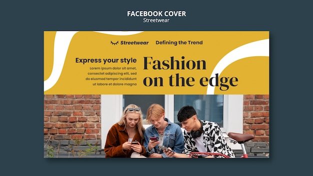 Free PSD social media cover template for streetwear fashion shopping