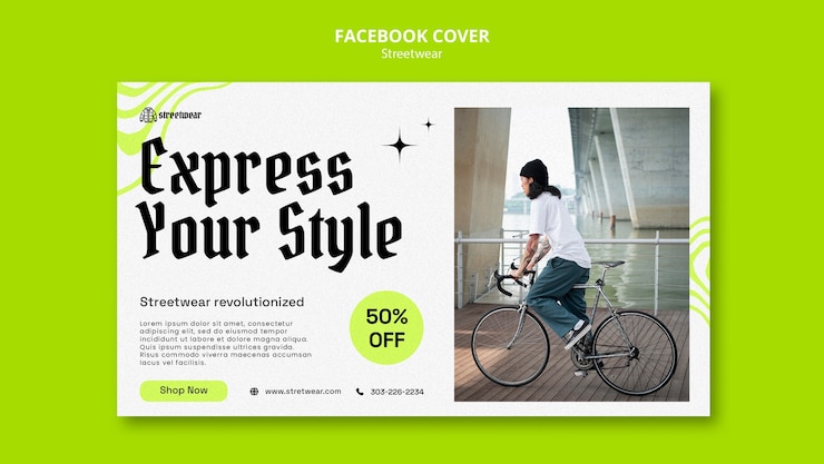 無料PSD ストリート ファッション ショッピング用のソーシャル メディア カバー テンプレート