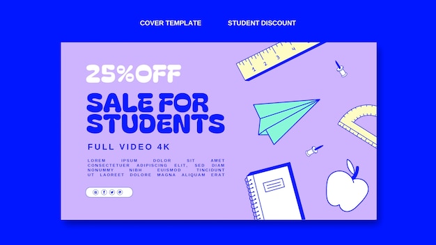 Free PSD social media cover template for student discounts and sale