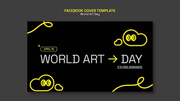 Free PSD social media cover template for world art day celebration