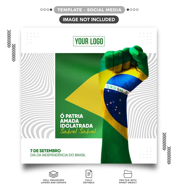 Free PSD social media feed brazil independence day for celebration