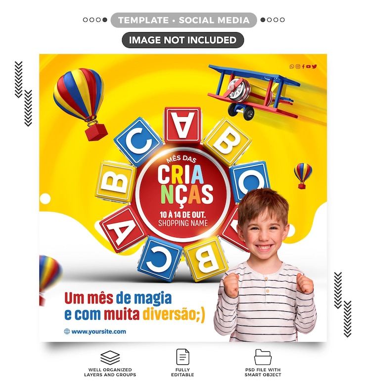 Free PSD social media feed children's month shopping fun