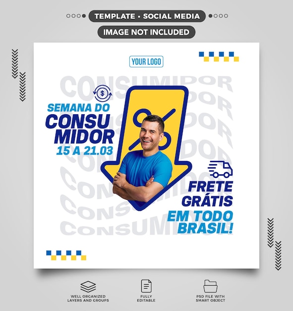 Free PSD social media feed consumer week free shipping throughout brazil