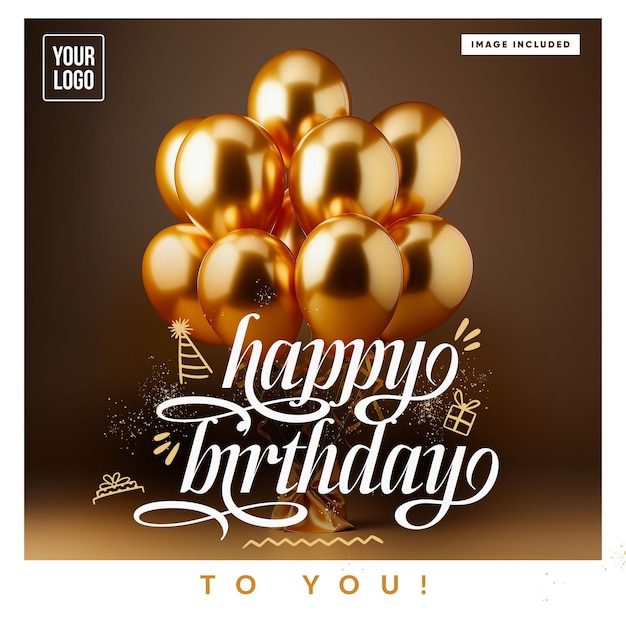 Social Media Feed Happy Birthday Template – Free PSD Download