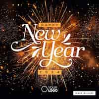 PSD gratuito social media feed happy new year 2024