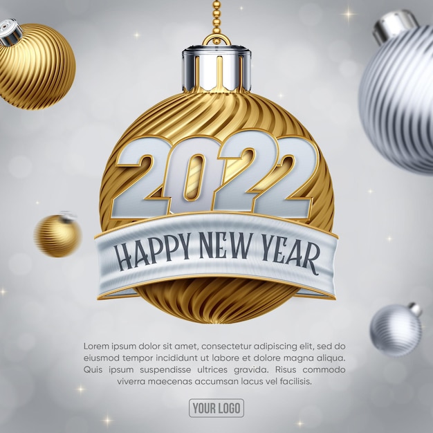 Free PSD social media feed happy new year to celebrate 2022