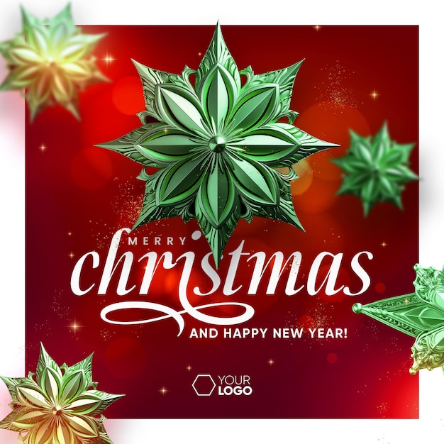 Free PSD social media feed merry christmas and happy new year