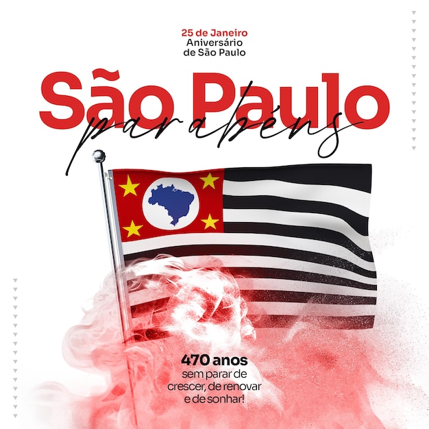 Free PSD social media feed template birthday of sao paulo brazil