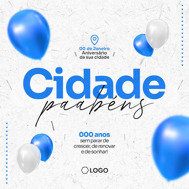 Free PSD social media feed template city anniversary in brazil