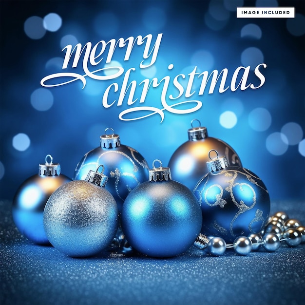 Social media feed template merry christmas blue