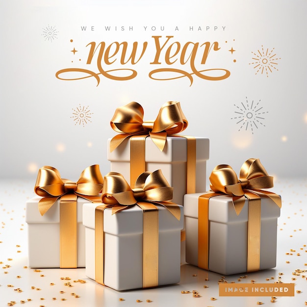 Бесплатный PSD В социальных сетях мы желаем вам счастливого нового года.