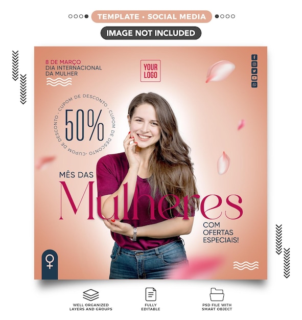 Free PSD social media feed womens month with special offers