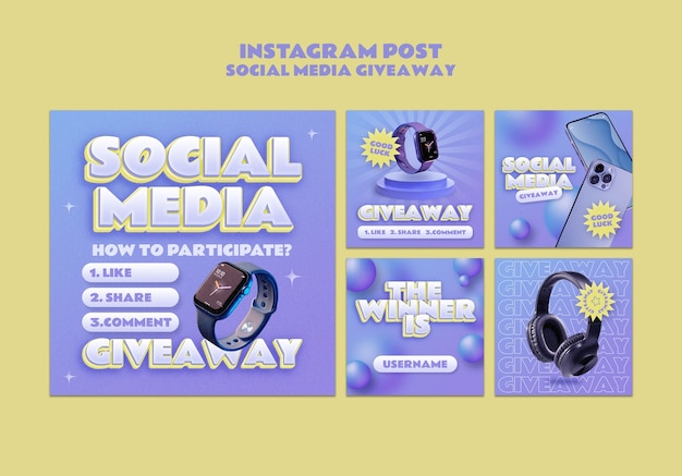 Social media giveaway template design