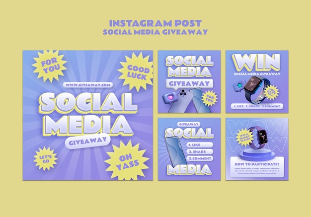 Free PSD social media giveaway template design