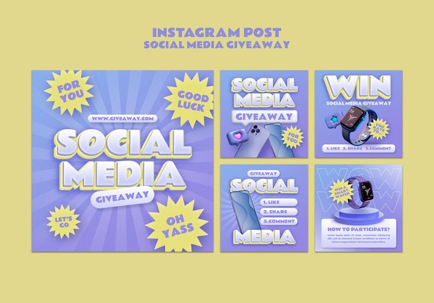 Social media giveaway template design