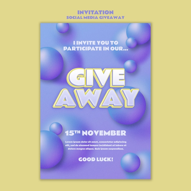 Free PSD social media giveaway template design