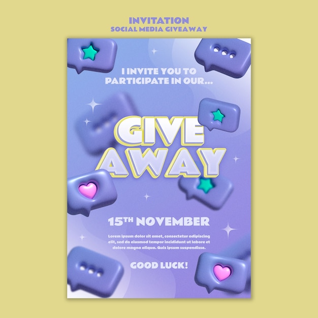 Social media giveaway template design