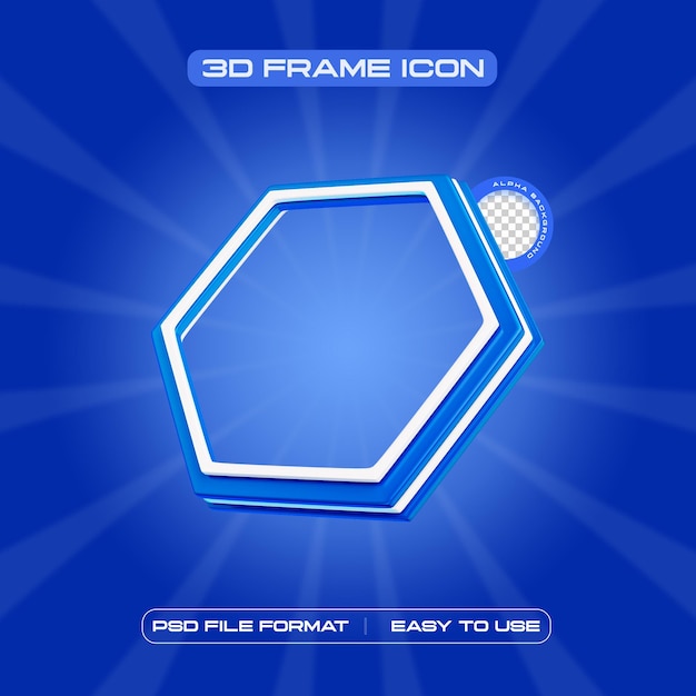 Social media hexagon profile frame 3d render illustration