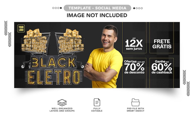 Free PSD social media instagram banner black friday electronics sales