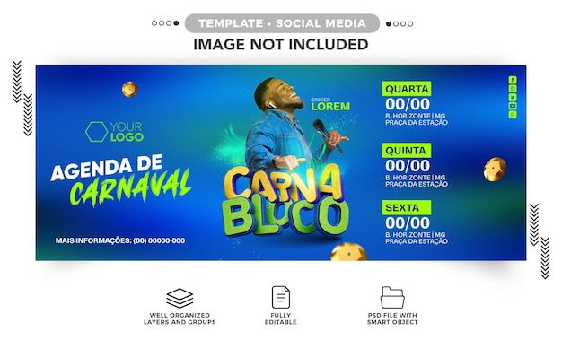 PSD gratuito modello di banner instagram per social media programma di carnevale per cantanti