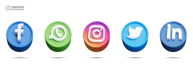 Бесплатный PSD Иконы логотипов социальных сетей изолированы 3d-илюстрацией