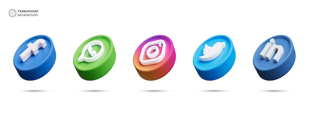 Free PSD social media logo icons isolated 3d render illustration