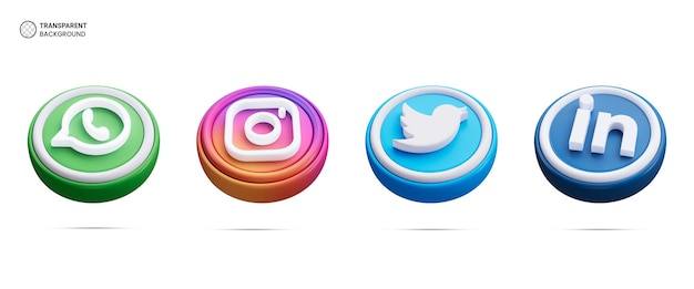 Free PSD social media logo icons isolated 3d render illustration